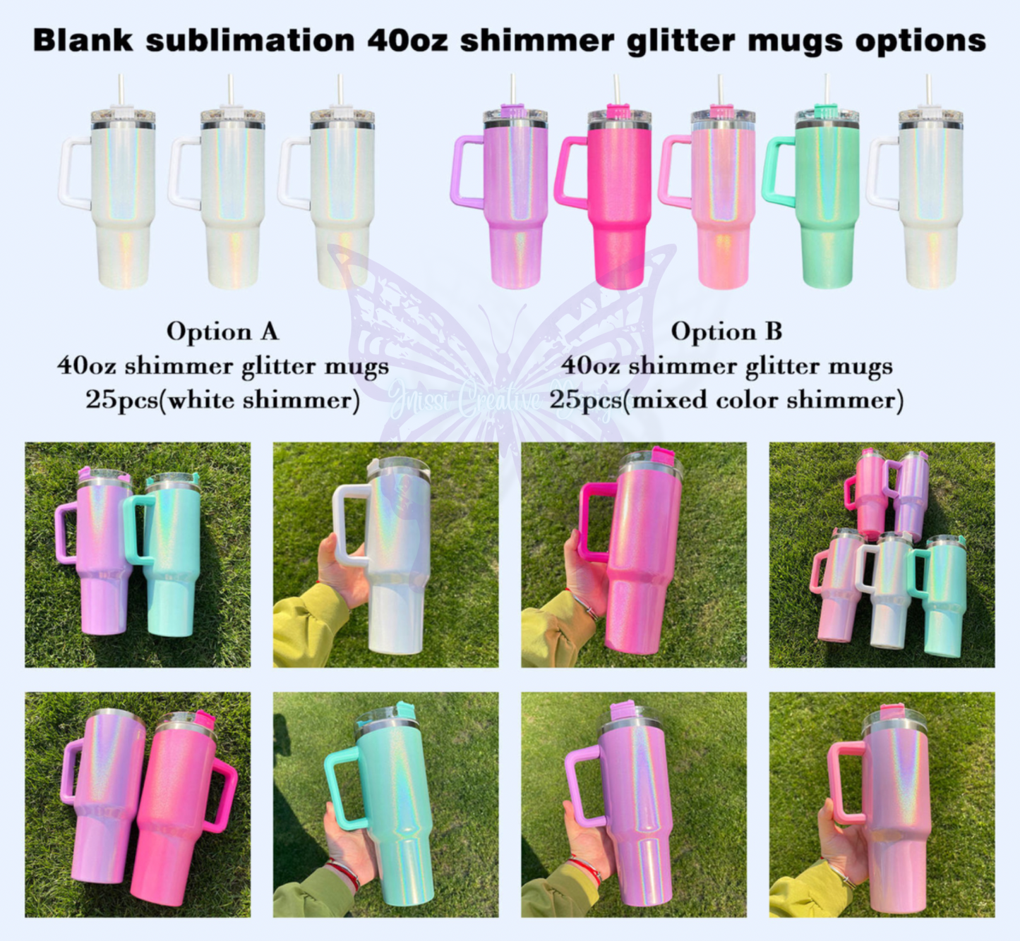 Holographic shimmer Glitter 40oz Glitter CASE tumblers